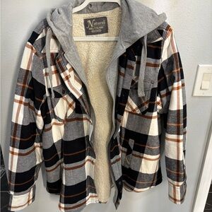 Natural Reflections Plaid Jacket with Gray Hood